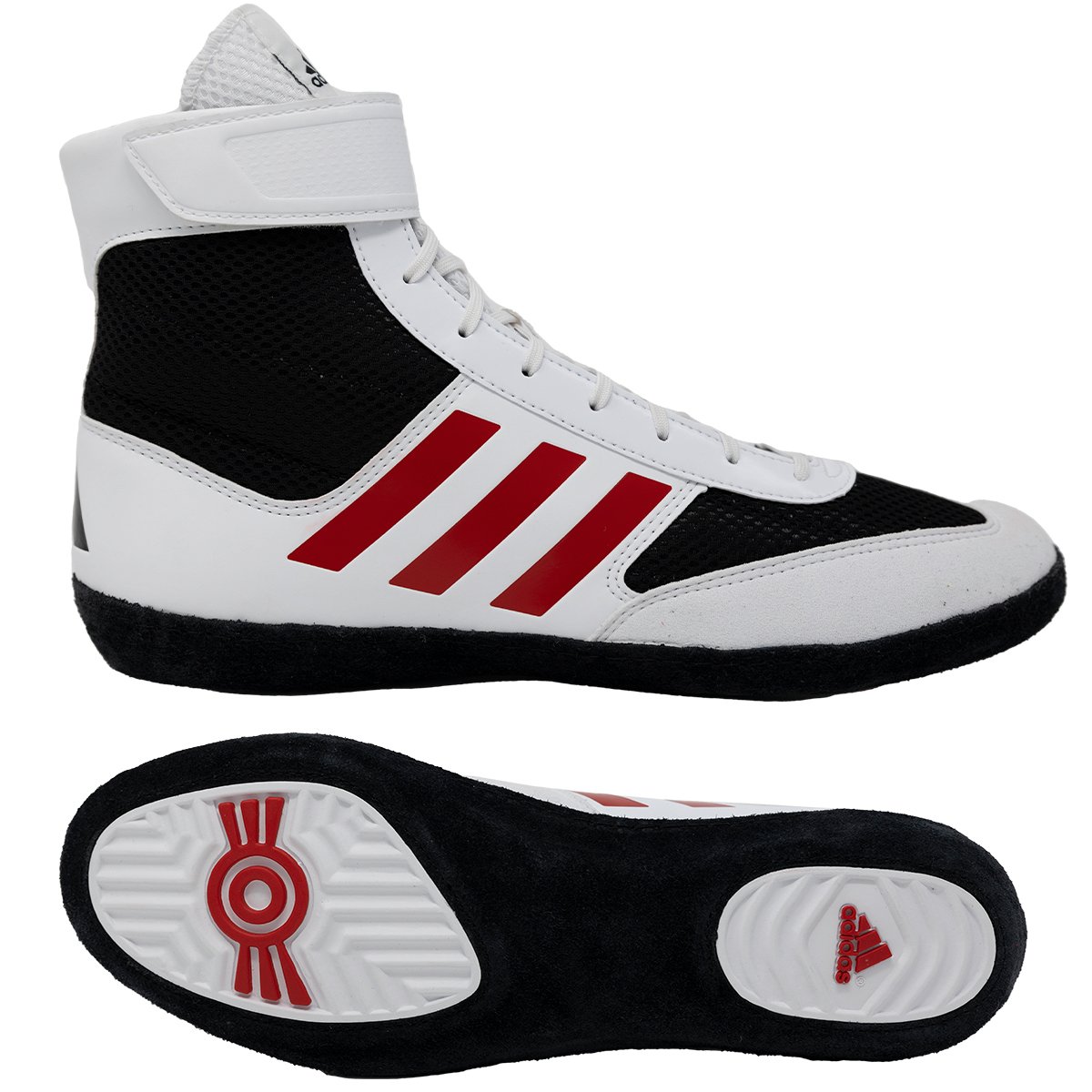 NEW-Adidas Combat Speed 5 Wrestling Shoe, color: Black/White/Red - Click Image to Close
